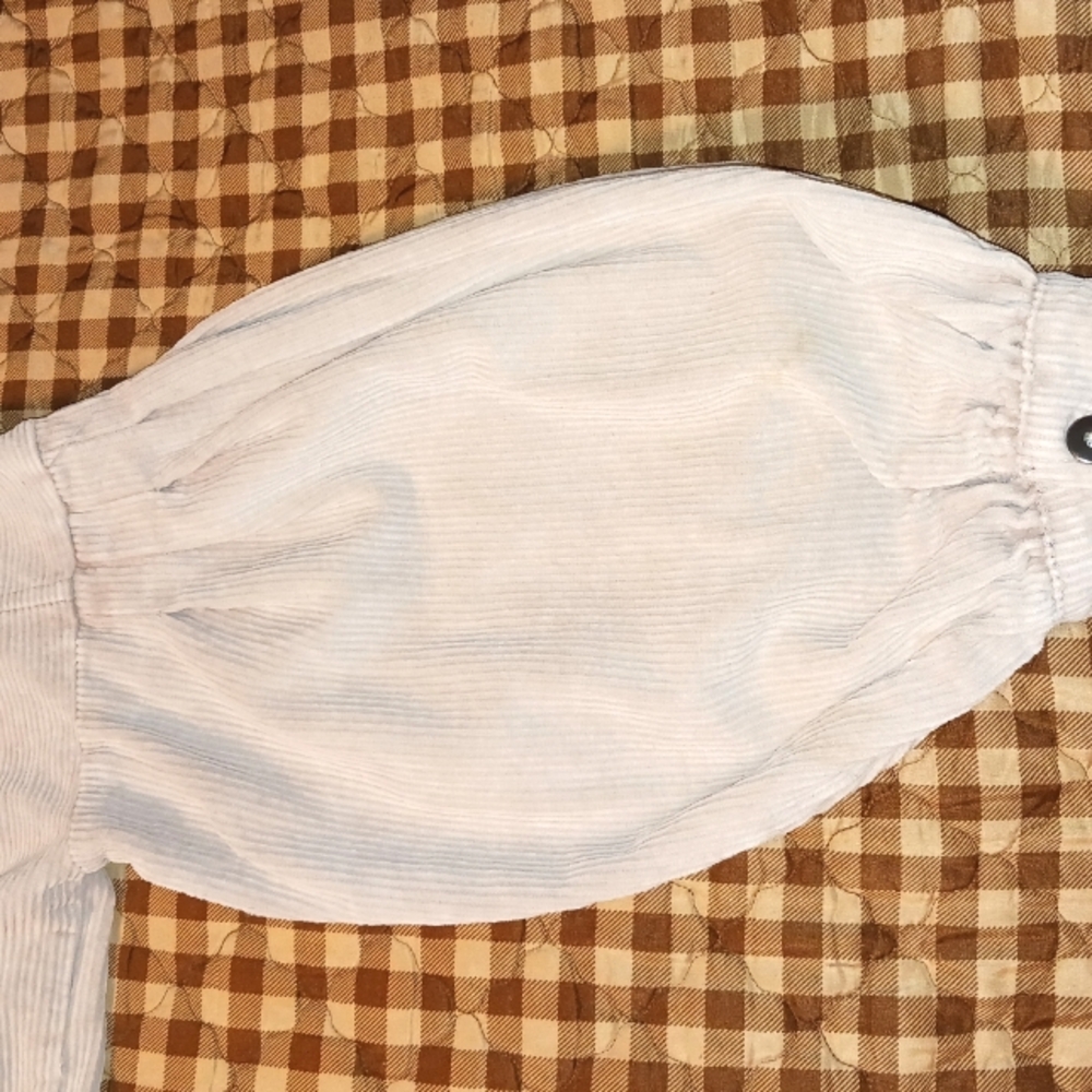 She and Sky Beige Crop Corduroy Balloon Sleeve Jacket - Picture 9 of 12